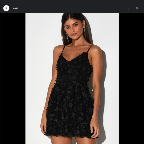Lulus “Feeling Flirty” Black Floral Applique Mini Dress! - Picture 1 of 7